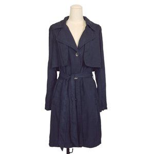 7 For All Mankind Soft Drape Sand Washed Tencel Single Breasted Trench Coat Sz M